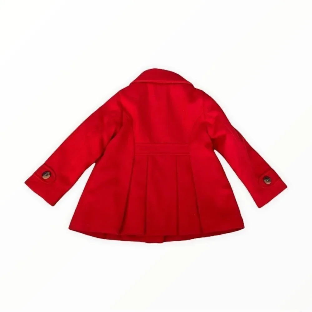 Old Navy Girls Red Double Breasted Peacoat 4T Toddler Dress Coat